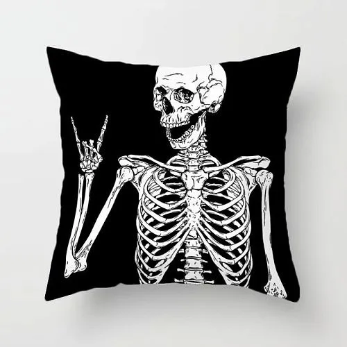 Чехол на декоративную подушку Скелет. Хлопок. Размер 45 х 45 см.
